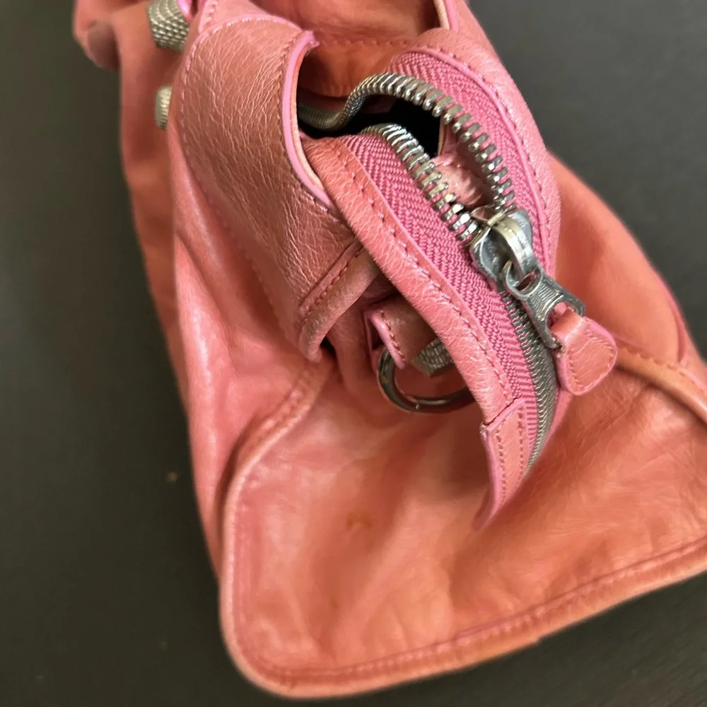 Coral Pink Leather Satchel Bag with Detachable Strap - Picture 7 of 16